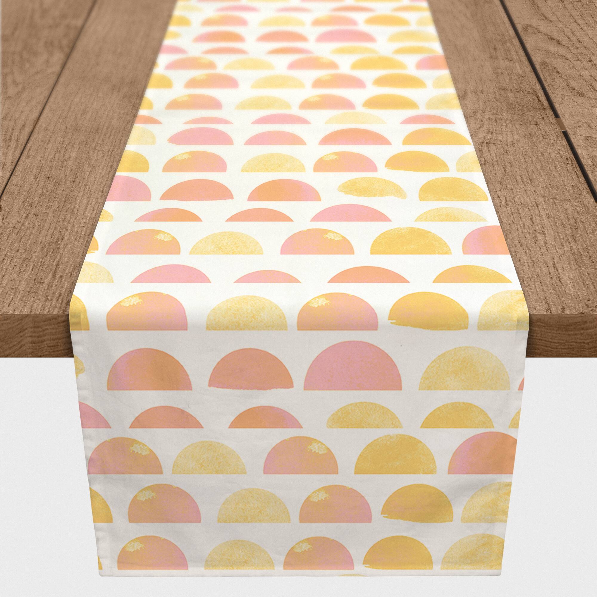 90'' Half Circle Pattern Cotton Twill Table Runner